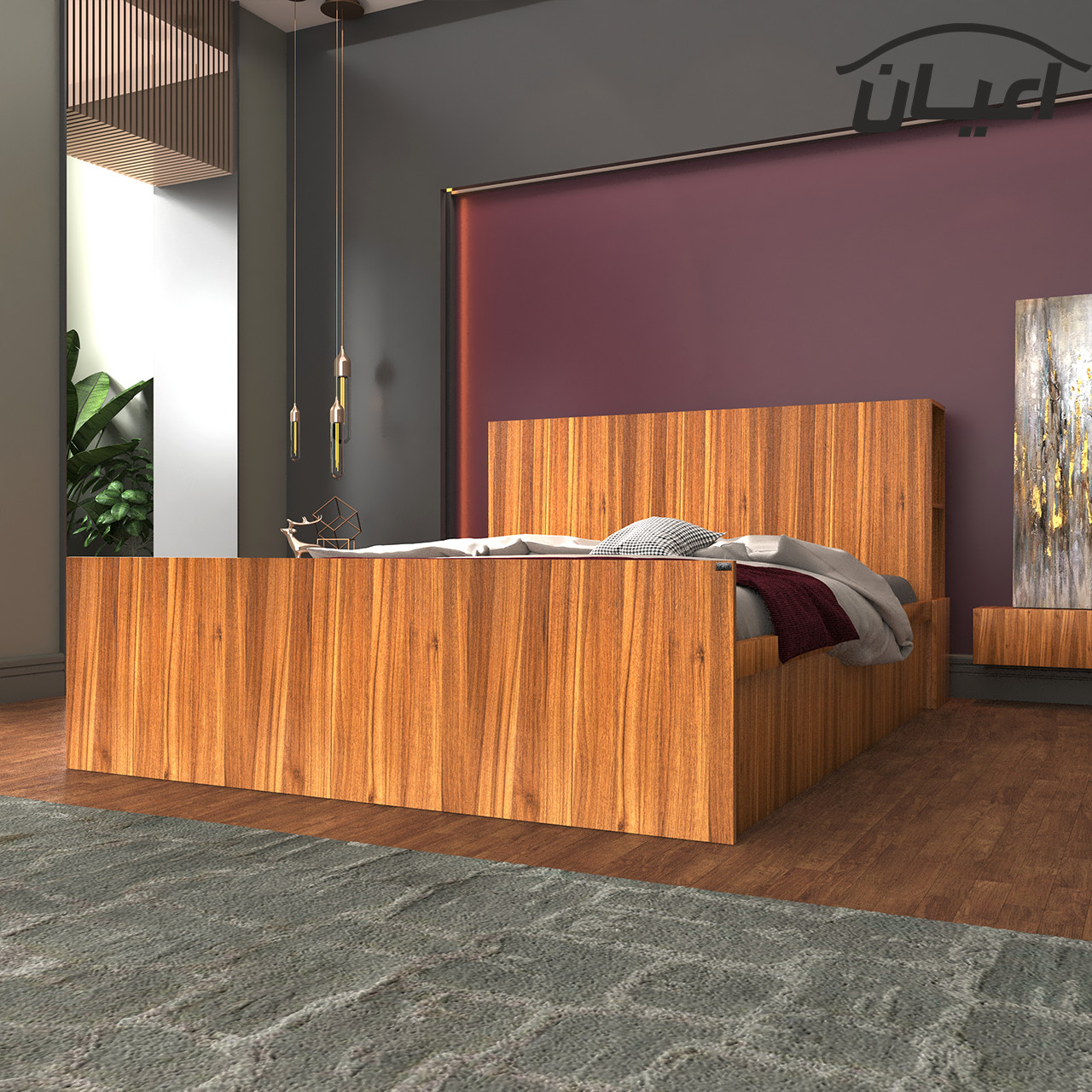 تخت خواب دونفره اعیان مدل FH419 سایز 160x200 سانتی متر