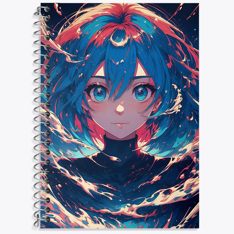 دفتر زبان 50 برگ خندالو مدل سه خط طرح دختر انیمه ای کد N4995