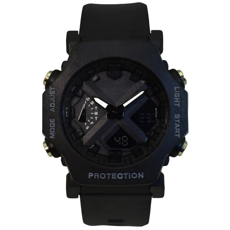 ساعت مچی عقربه‌ای کوارتز مردانه مدل دو زمانه کرنوگراف بند پیو کد a