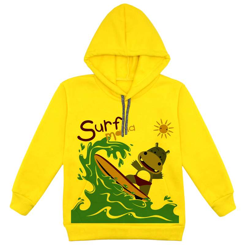 هودی پسرانه مدل موج سوار F204 رنگ زرد
