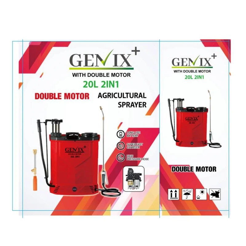 سمپاش شارژی دو موتور جنیکس پلاس مدل Gnx700 ظرفیت 20 لیتر سمپاش شارژی دو موتور جنیکس پلاس مدل Gnx700 ظرفیت 20 لیتر