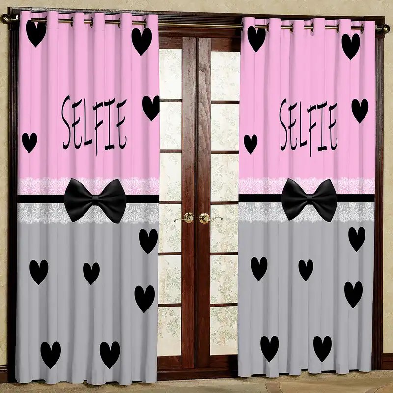 پرده مدل پاپیون و قلب مخمل پانچی کد 4220 سایز 140x200 سانتی متر