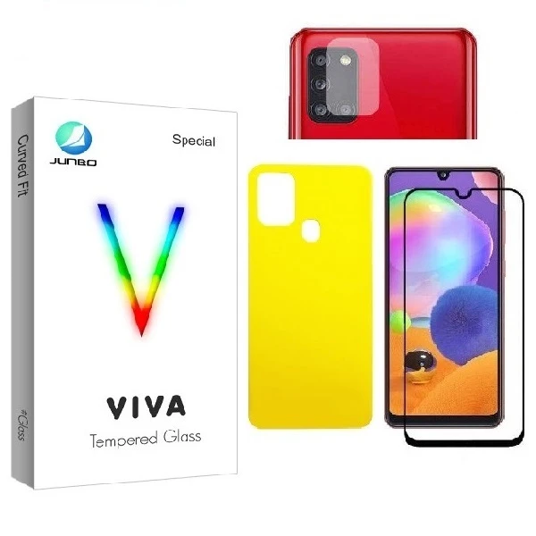 محافظ صفحه نمایش جانبو مدل FUL مناسب برای گوشی موبایل سامسونگ Galaxy A21S به همراه محافظ پشت گوشی و محافظ لنز دوربین