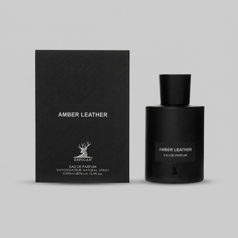 ادو پرفیوم اسپیگان مدل AMBER LEATHER حجم 100 میلی‌لیتر با رایحه تلخ، مناسب زمستان و پخش بوی قوی