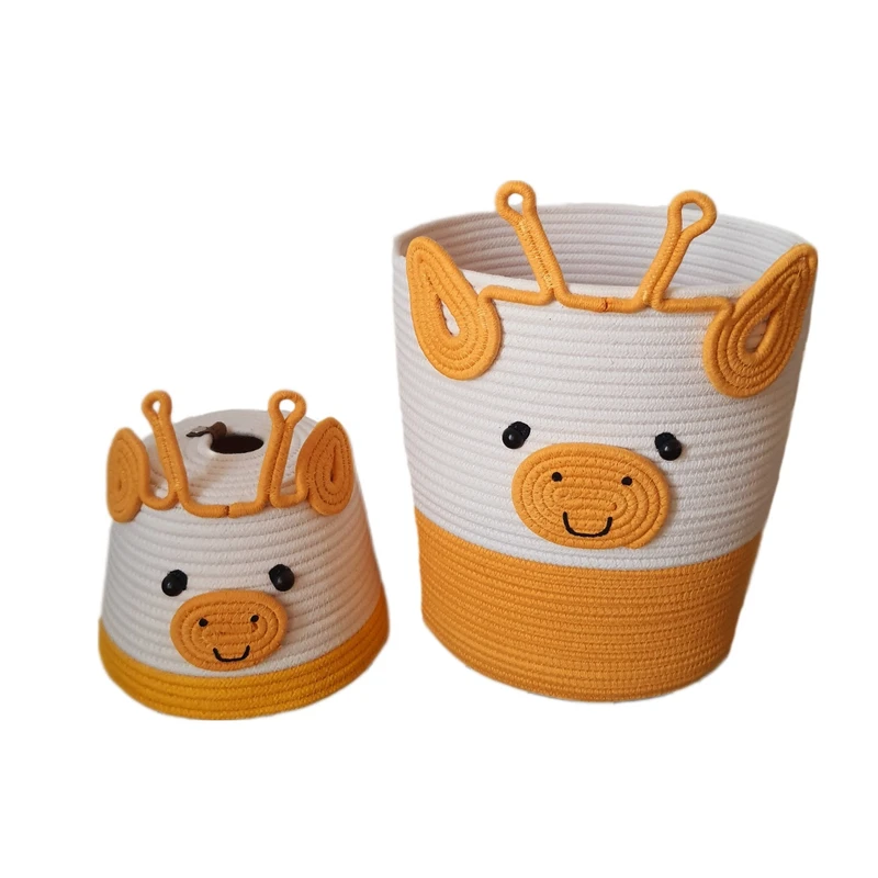 ست سطل و جادستمال کاغذی اتاق کودک مدل زرافه