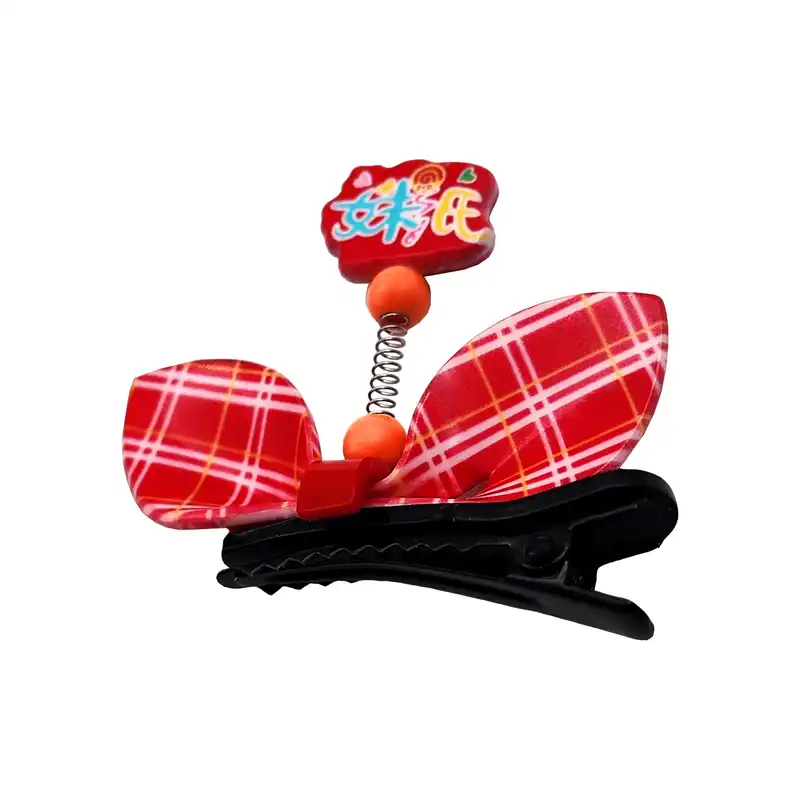 گیره مو دخترانه مدل پاپیون طرح چهارخانه کد SNG276