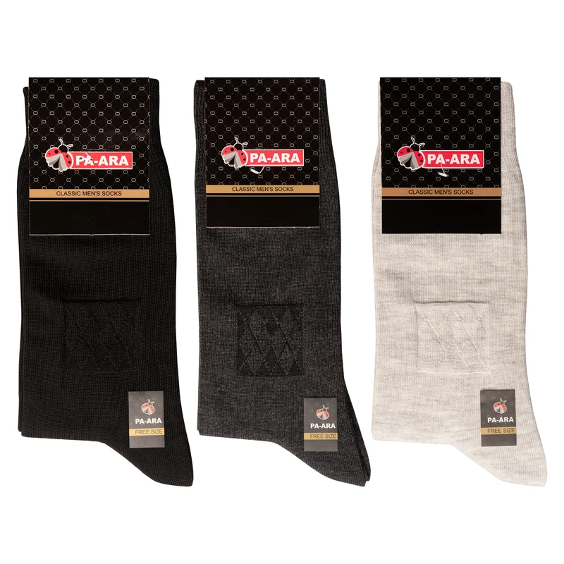 جوراب مردانه پاآرا مدل کلاسیک کد 3019 مجموعه 3 عددی