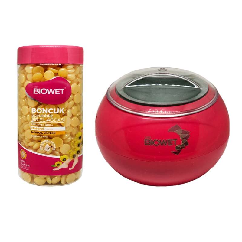 دستگاه موم گرم کن و ذوب وکس بایوویت مدل boncuk به همراه وکس موبر بایوویت مدل دانه مرواریدی وزن 220 گرم