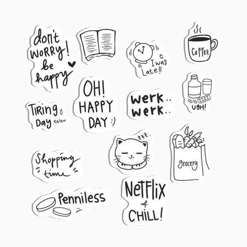 استیکر لپ تاپ و موبایل گوفی طرح زندگی روزمره مجموعه 13 عددی 