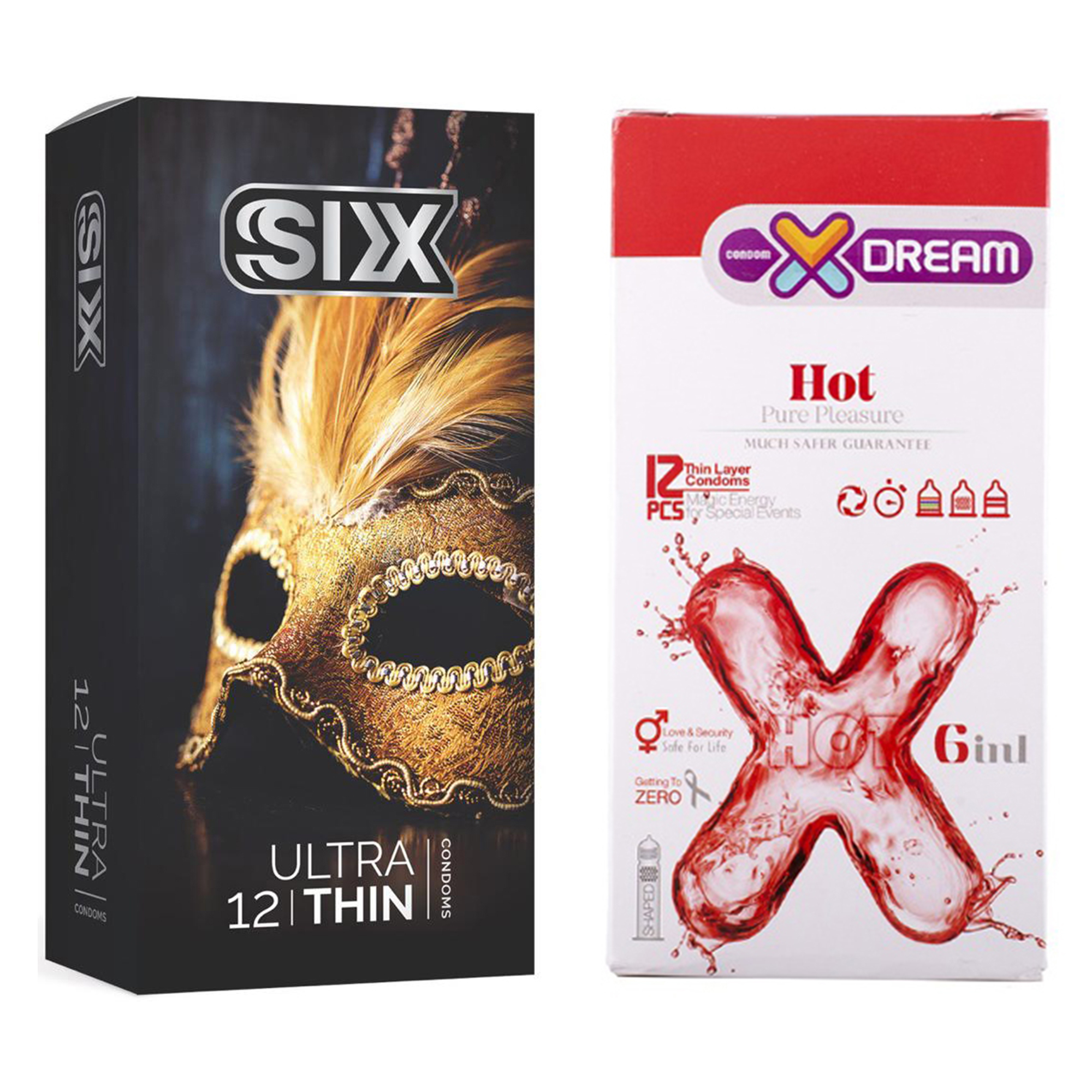  کاندوم سیکس مدل Ultra Thin بسته 12 عددی به همراه کاندوم ایکس دریم مدل Hot بسته 12 عددی