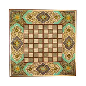 صفحه شطرنج خاتم کاری کروبی طرح اسلیمی کد 125