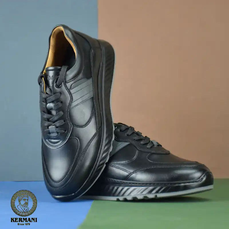کفش روزمره زنانه کرمانی مدل چرم دستدوز طبیعی کد 515 رنگ مشکی