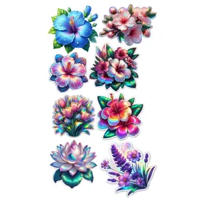 استیکر لپ تاپ و موبایل مدل گل های رنگی مجموعه 8 عددی