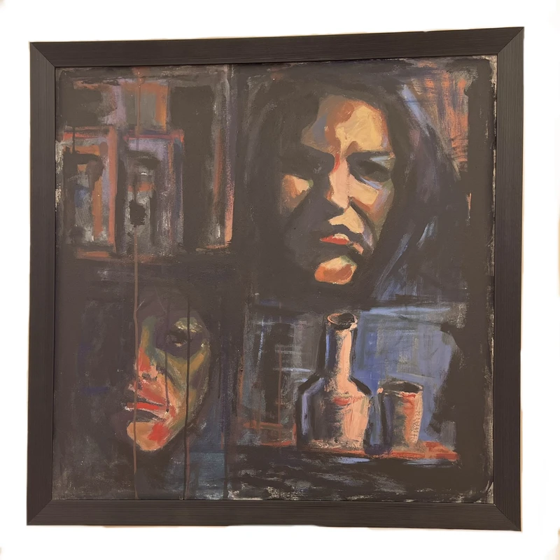 تابلو نقاشی تکنیک اکرلیک به سبک سورئال طرح نوری در تاریکی