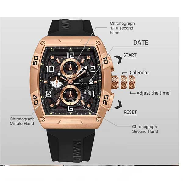 ساعت مچی عقربه‌ای مردانه کوارتز نیوی فورس مدل NF8052 RGCEB