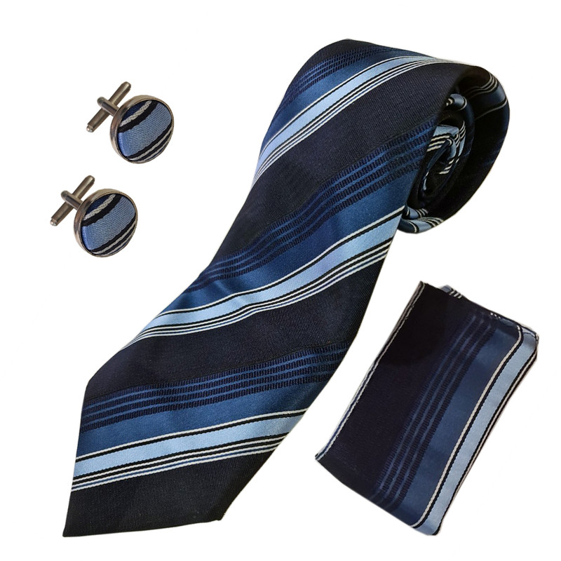 ست کراوات و دستمال جیب و دکمه سردست مردانه مدل پرینستون کد 8760