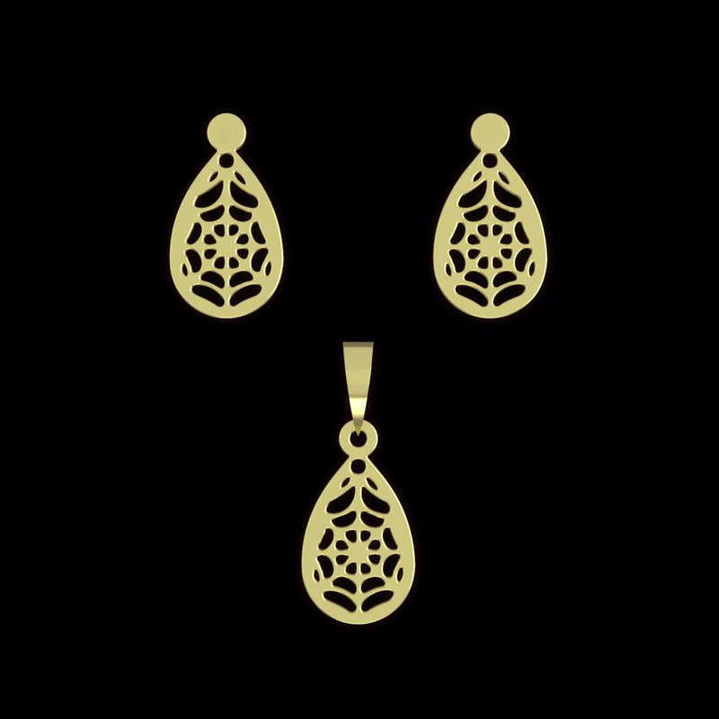 نیم ست طلا 18 عیار زنانه مدوپد مدل تار عنکبوت کد NA11643