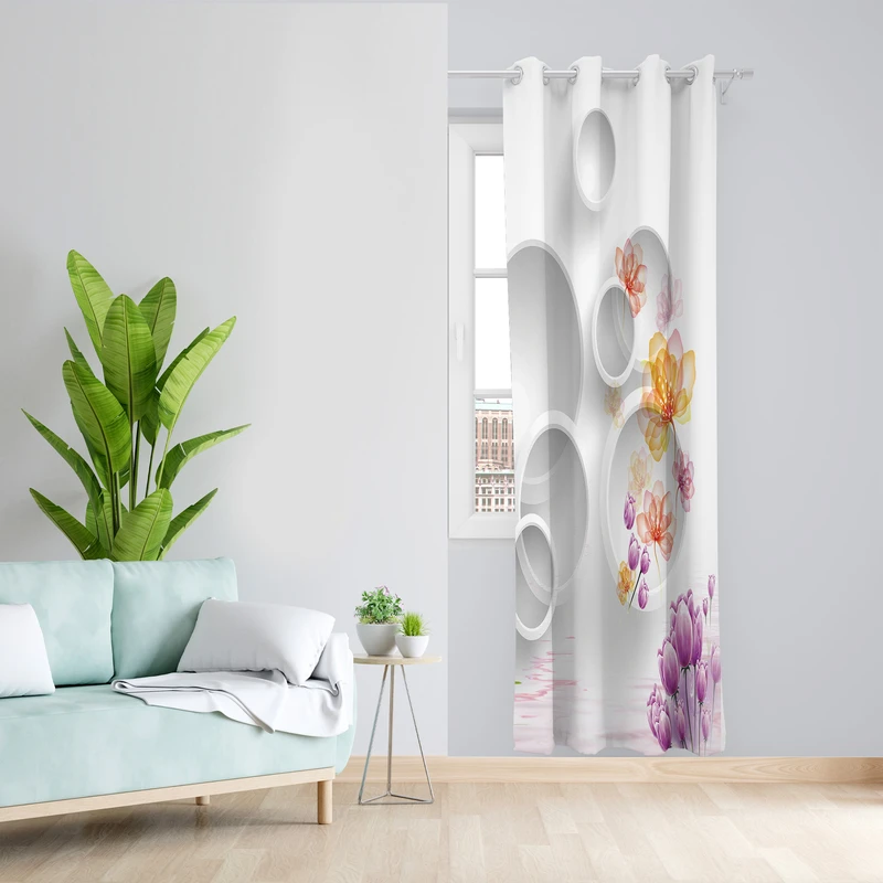 پرده طرح گل مدل مخمل پانچی کد 2654 z سایز 140x200 سانتی متر