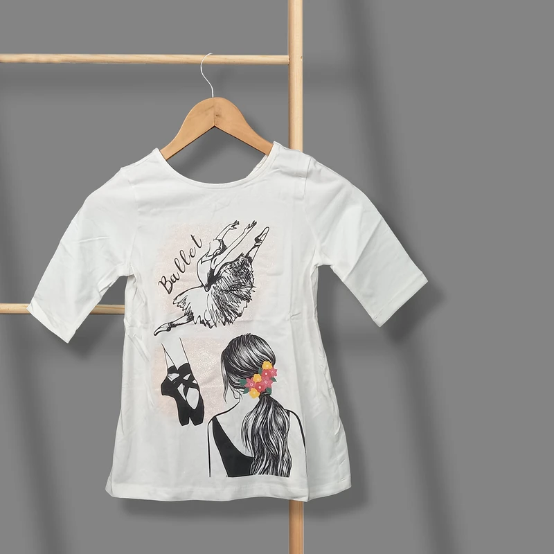 عکس شماره 3 : بلوز آستین سه ربع دخترانه مدل چین دار