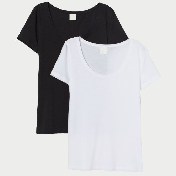 تی شرت آستین کوتاه زنانه اچ اند ام مدل 0790918001 مجموعه 2 عددی