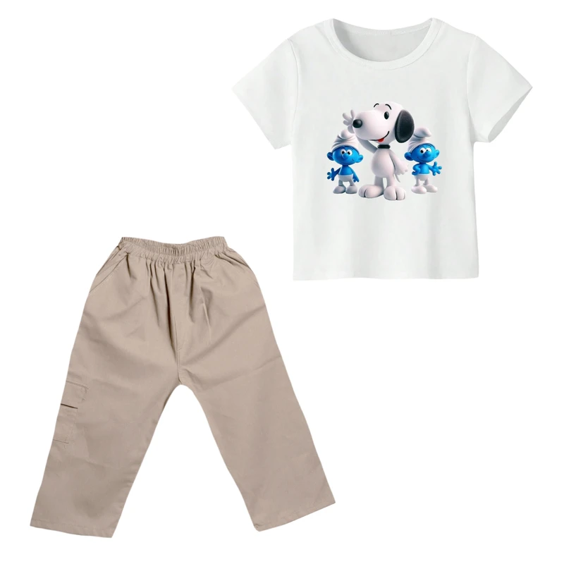 ست تی شرت و شلوارک پسرانه مدل اسنوپی کد ۵۷