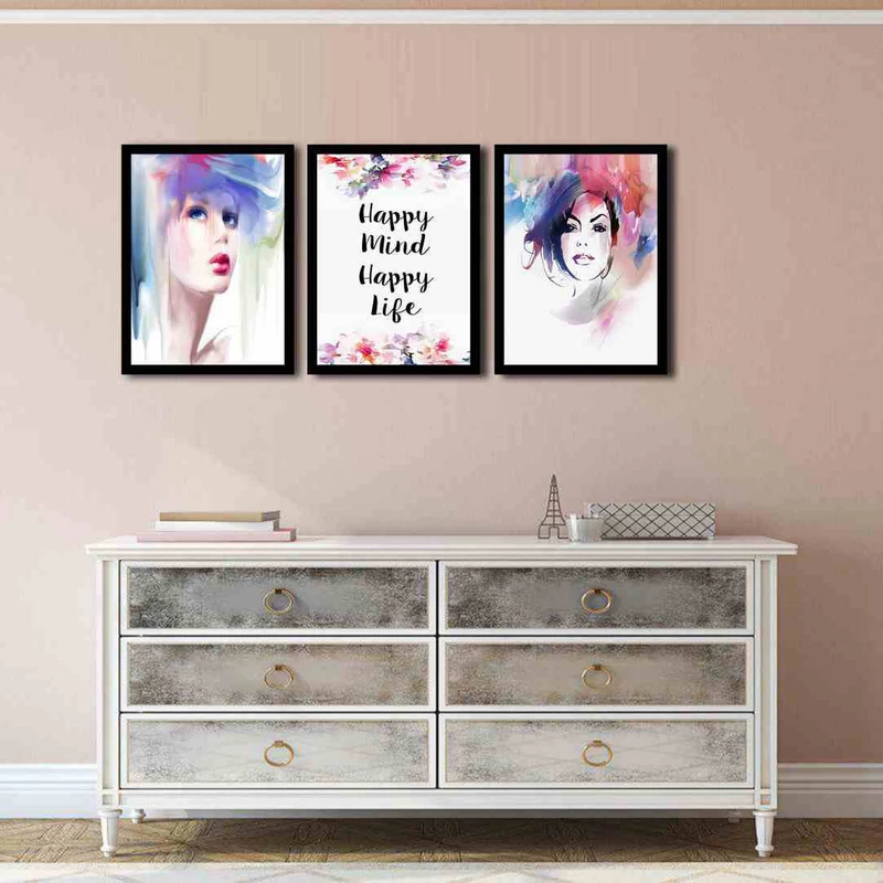 تابلو بکلیت طرح آرایش و جمله انگیزشی مدل دکوراتیو B-230 مجموعه 3 عددی