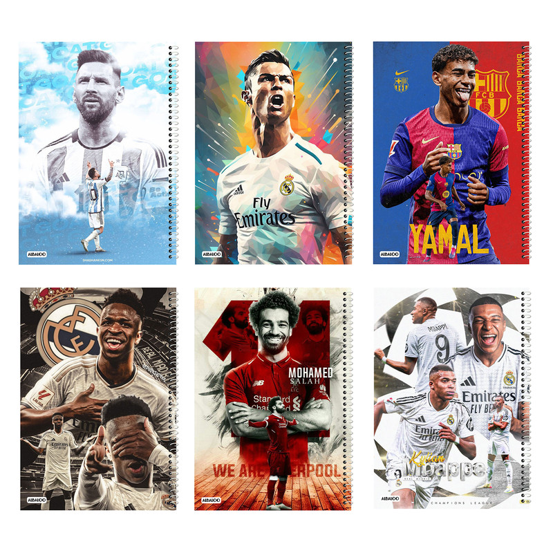 دفتر مشق 50 برگ آلبالو مدل فوتبالی بسته 6 عددی