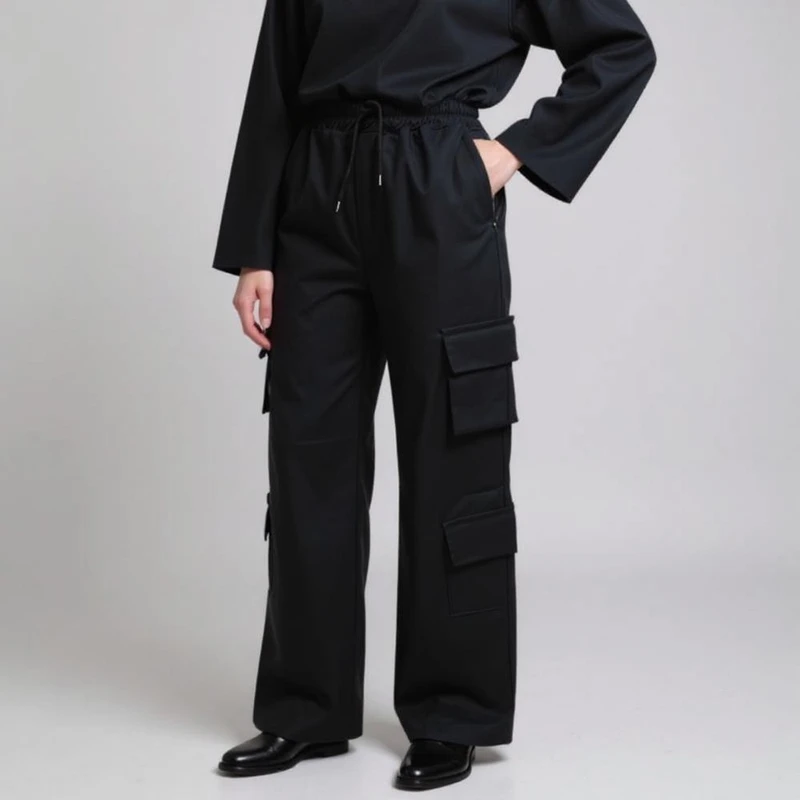 عکس شماره 3 : شلوار زنانه مدل kt کارگو  رنگ مشکی