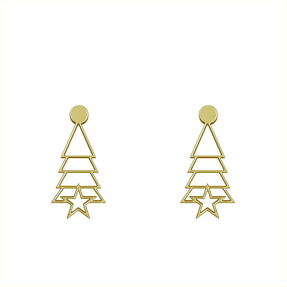 گوشواره طلا 18 عیار زنانه مدوپد مدل مثلث و ستاره کد GA1-10329