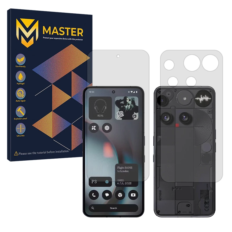 محافظ صفحه نمایش شفاف مستر مدل Resistant مناسب برای گوشی موبایل ناتینگ  Phone 3 به همراه محافظ پشت گوشی 