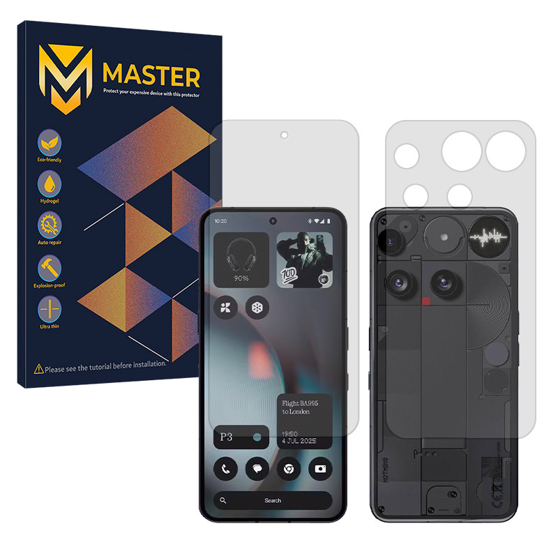 محافظ صفحه نمایش شفاف مستر مدل Resistant مناسب برای گوشی موبایل ناتینگ  Phone 3 به همراه محافظ پشت گوشی 