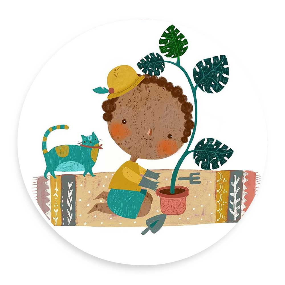 دیوارکوب طرح دخترک و گربه مدل wtb267