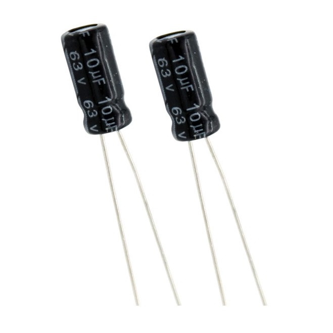 خازن الکترولیت 10 میکروفاراد مدل 63V-RUS بسته 2 عددی خازن الکترولیت 10 میکروفاراد مدل 63V-RUS بسته 2 عددی