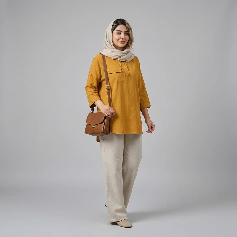 مانتو زنانه جلوبسته مدل آوا جیب پاکتی
