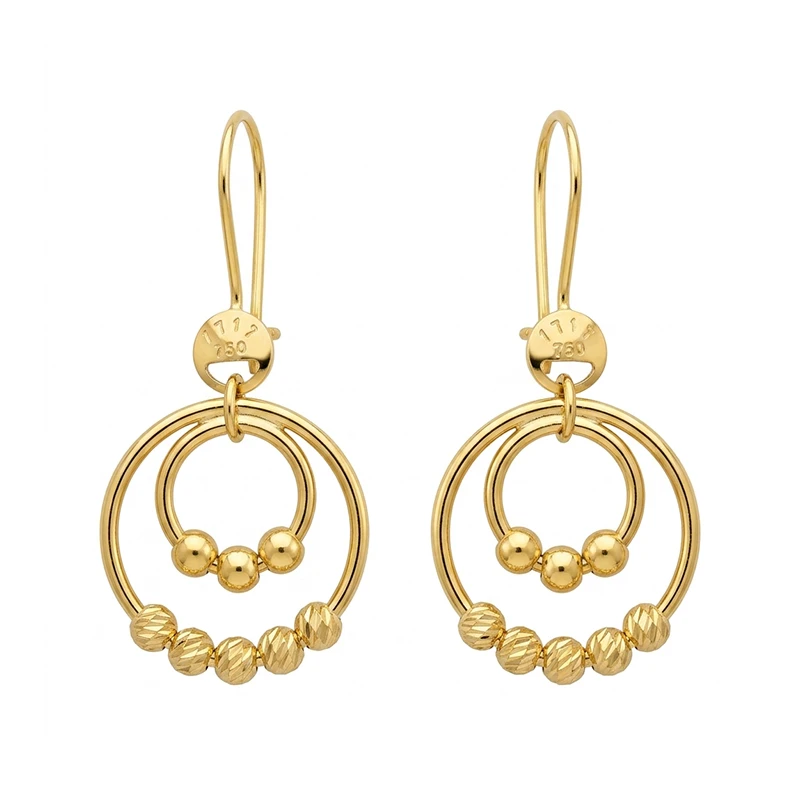 گوشواره عصایی طلا 18 عیار زنانه کرابو مدل ژرسه دایره ای