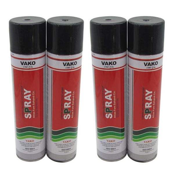 اسپری رنگ مشکی واکو مدل 300ML حجم 1.200 لیتر بسته 4 عددی
