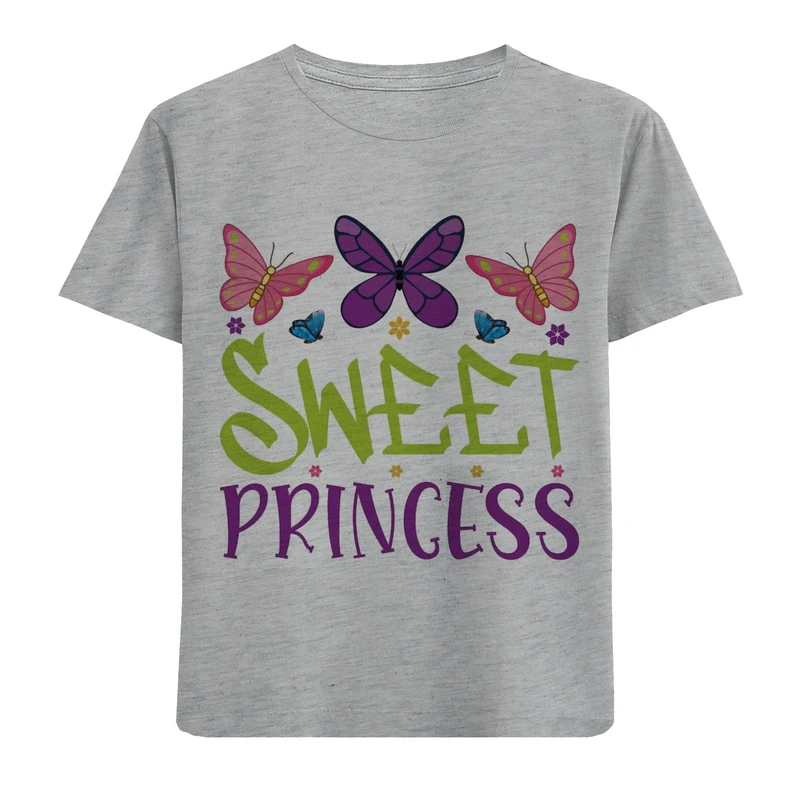 تی شرت آستین کوتاه دخترانه مدل پروانه ها F843