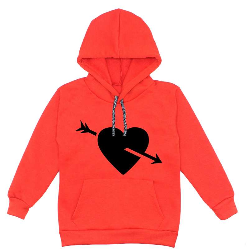 هودی دخترانه مدل قلب و تیر A40 رنگ قرمز