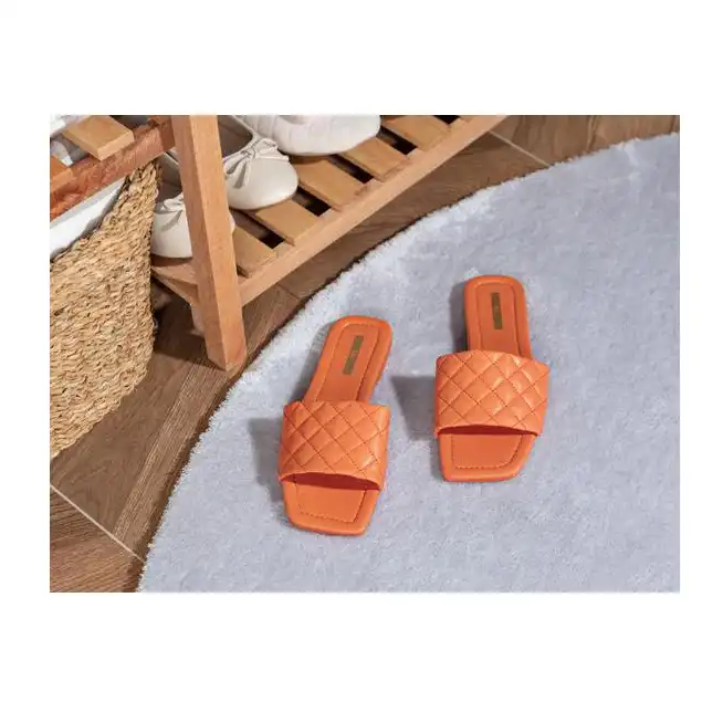 دمپایی زنانه مادام کوکو مدل Carre.Turuncu