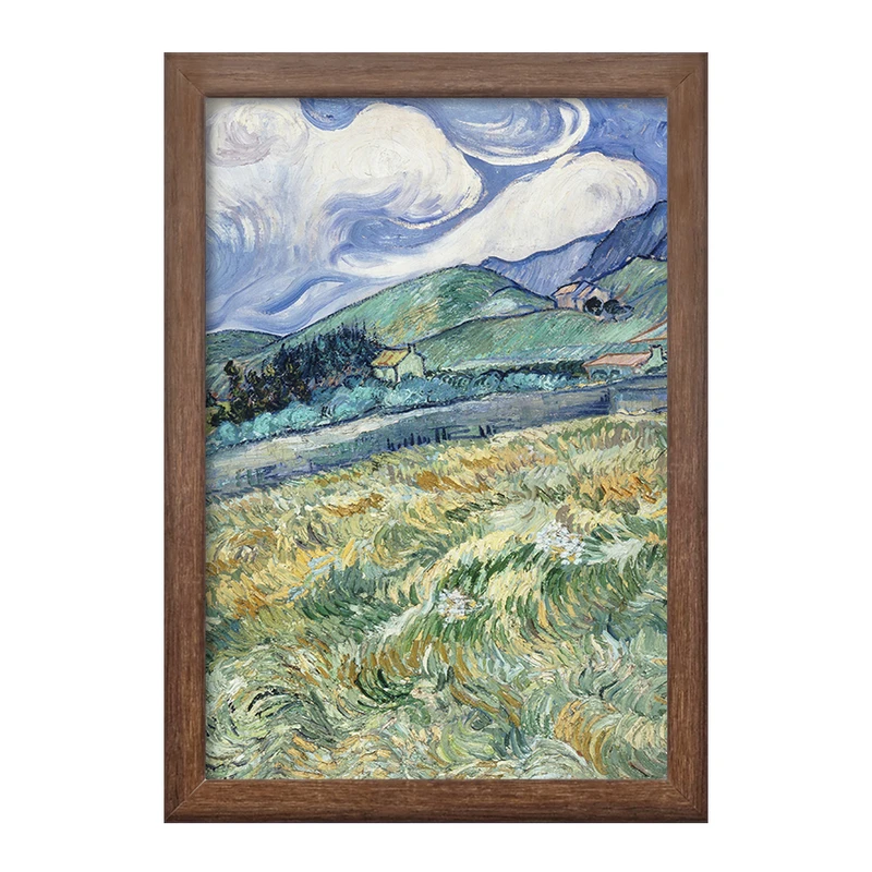 تابلو خندالو طرح منظره کوه پشت بیمارستان ونسان ونگوگ (Van Gogh) کد 36796
