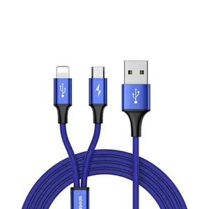 کابل تبدیل USB/ microUSB / لایتنینگ باسئوس مدل CAML-SU13 طول 1.2 متر
