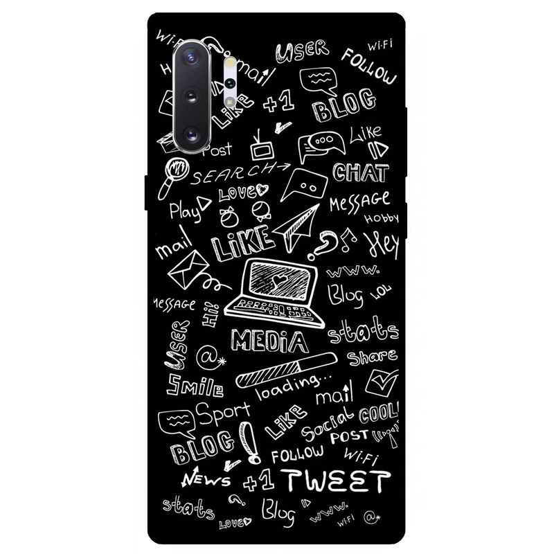 کاور مگافون طرح رسانه های اجتماعی مدل 1898 مناسب برای گوشی موبایل سامسونگ Galaxy Note 10 Plus         