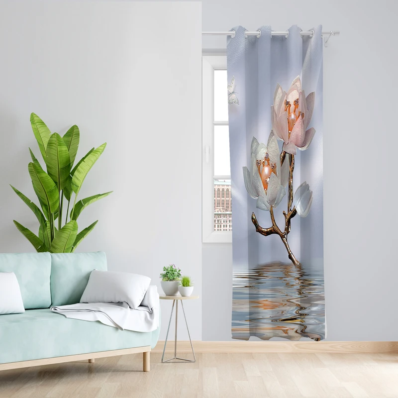 پرده طرح گل مدل مخمل پانچی کد  L 250 Z سایز 140x200 سانتی متر