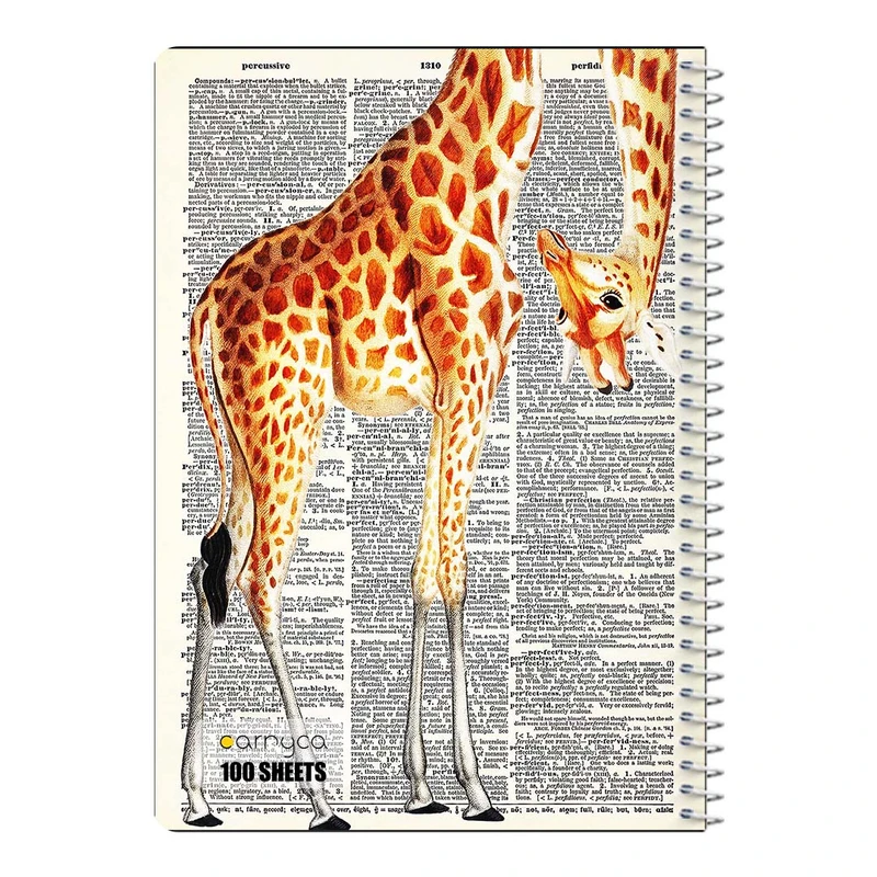 دفتر شطرنجی 100 برگ سیمی کارنیکا طرح روزنامه وینتج حیوانات Vintage Newspaper Animals کد 71127