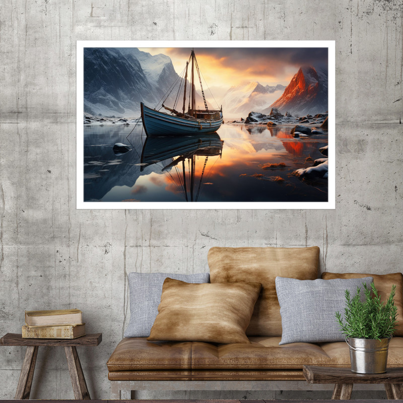 تابلو نوری بکلیت طرح قایق بادبانی در آب مدل W-MO1543