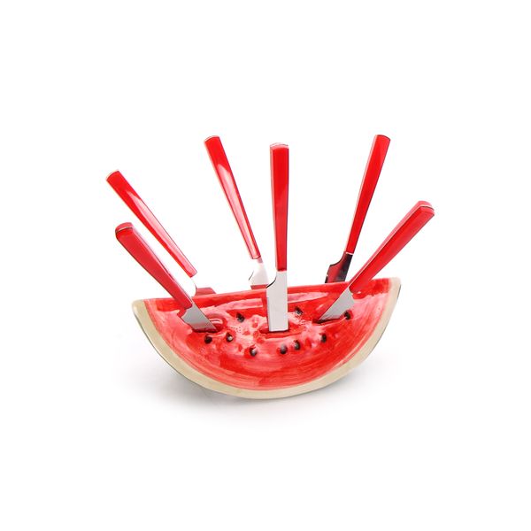 چاقو و پایه سفالی آرانیک مدل 1026300006 طرح هندوانه یلدا چاقو و پایه سفالی آرانیک مدل 1026300006 طرح هندوانه یلدا