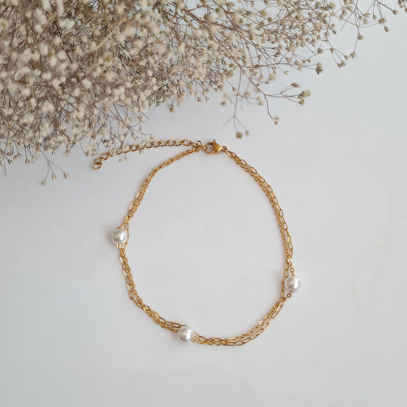 پابند زنانه مدل مروارید دو ردیفه