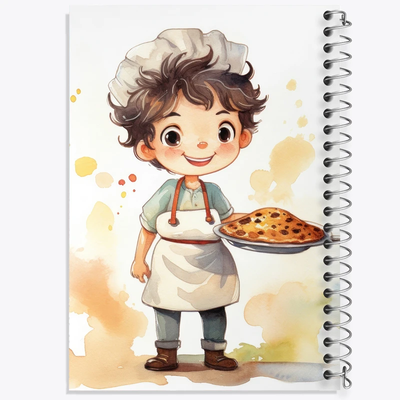 دفتر ژورنال نویسی 50 برگ خندالو مدل نقطه ای طرح پسر شیرینی پز کد N2220