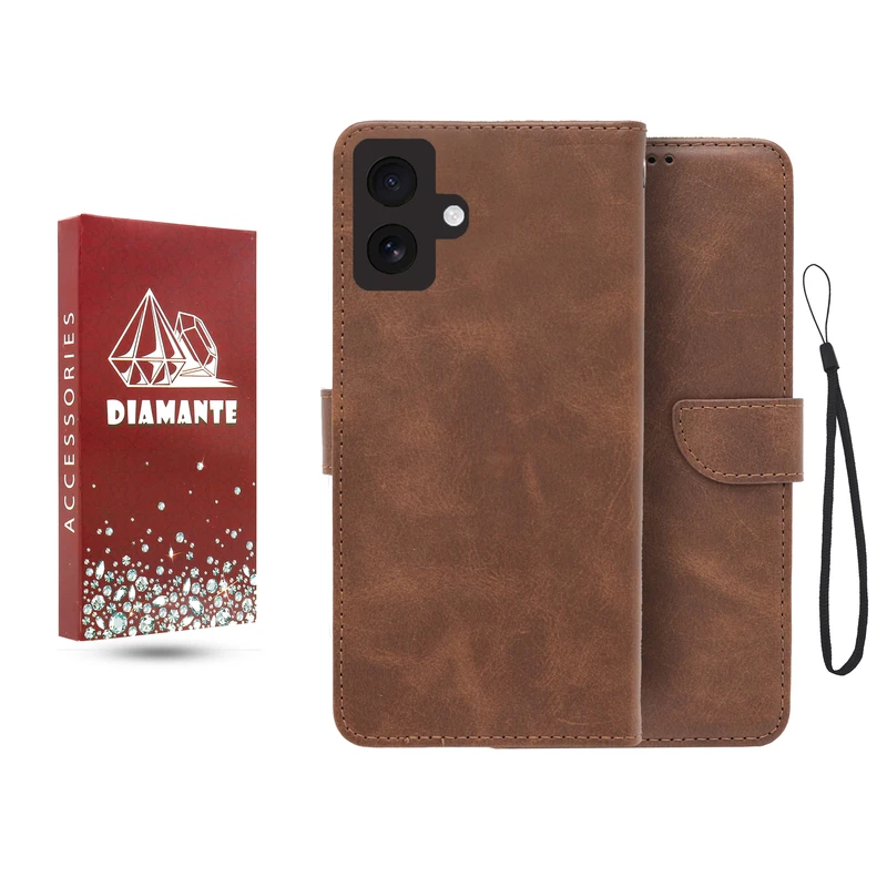 کیف کلاسوری دیامانته مدل جاکارتی بنددار مناسب برای گوشی موبایل اپل iPhone 16 به همراه بند آویز