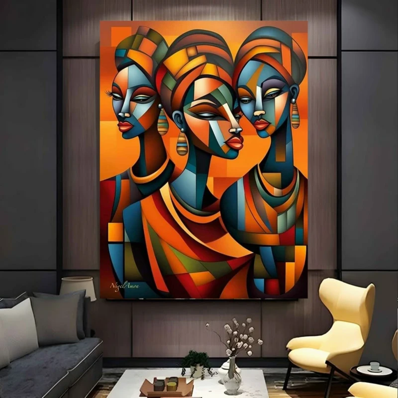 پوستر پارچه ای طرح مخمل کوبیسمی مدل همبستگی کد FP106259